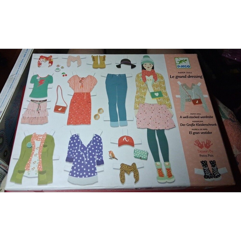 used DJECO Paper Doll Le Grand Dressing "A Well Stocked Wardrobe"  Petits Pois